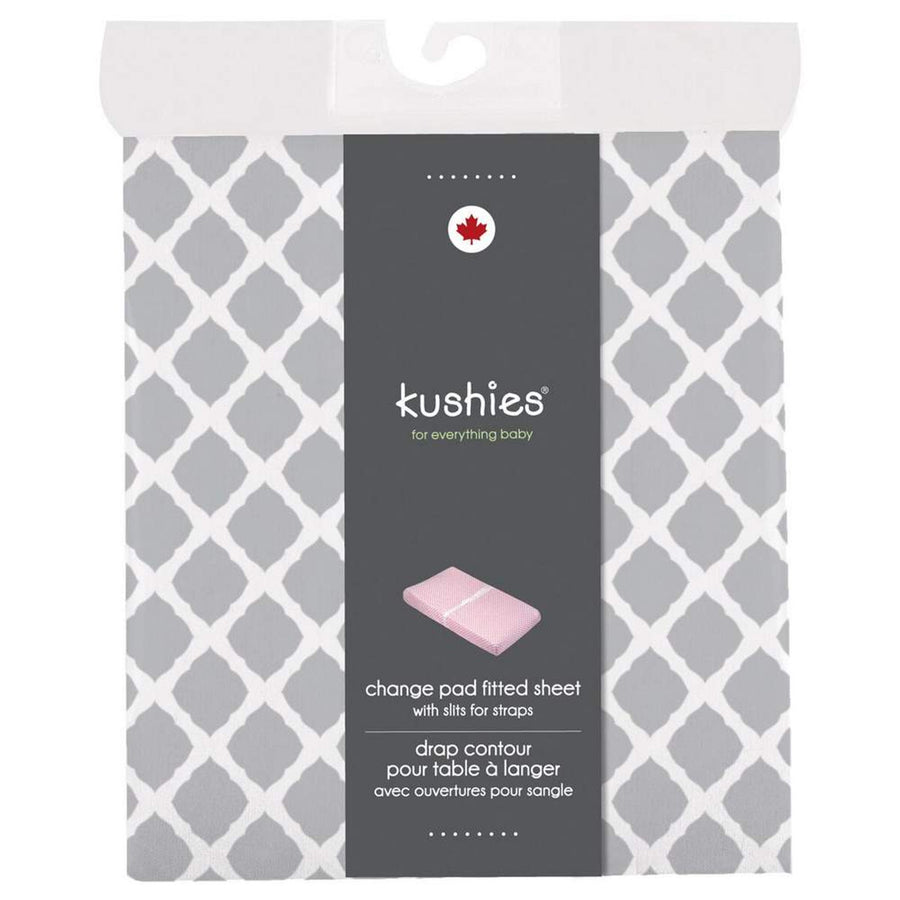 Kushies | Change Pad Cover With Slits - Grey Lattice