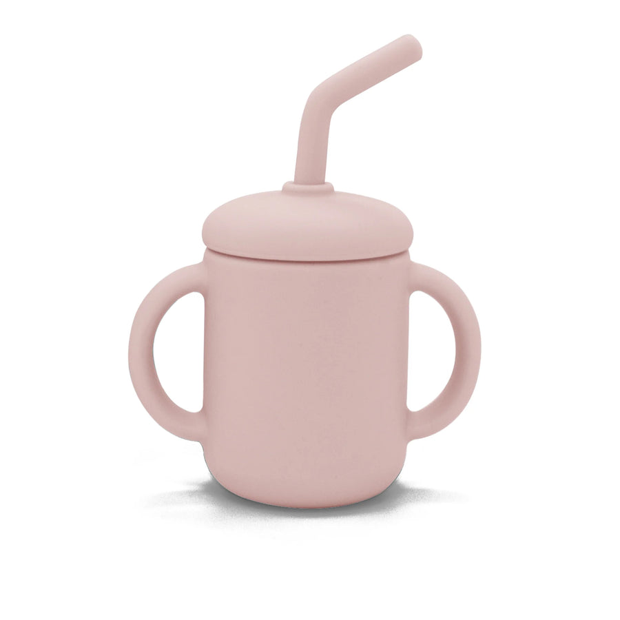Kushies | Silicone Sippy Cup with Straw - Pink