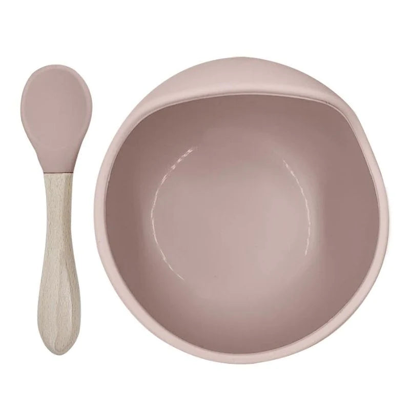 Kushies | Silicone Bowl & Spoon Set - Rose