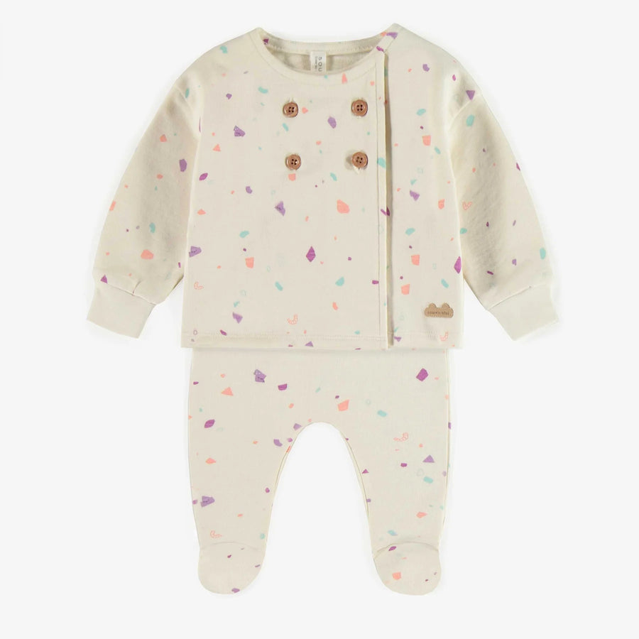 Souris Mini | Multicolour Pattern Cream Pajama Set