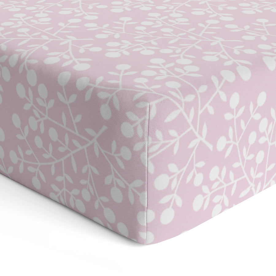 Kushies | Flannel Crib Sheet - Pink Berries