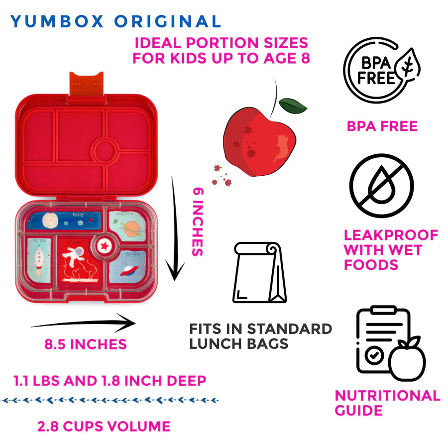 Yumbox | Original 6 Compartment Bento Box - Roar Red