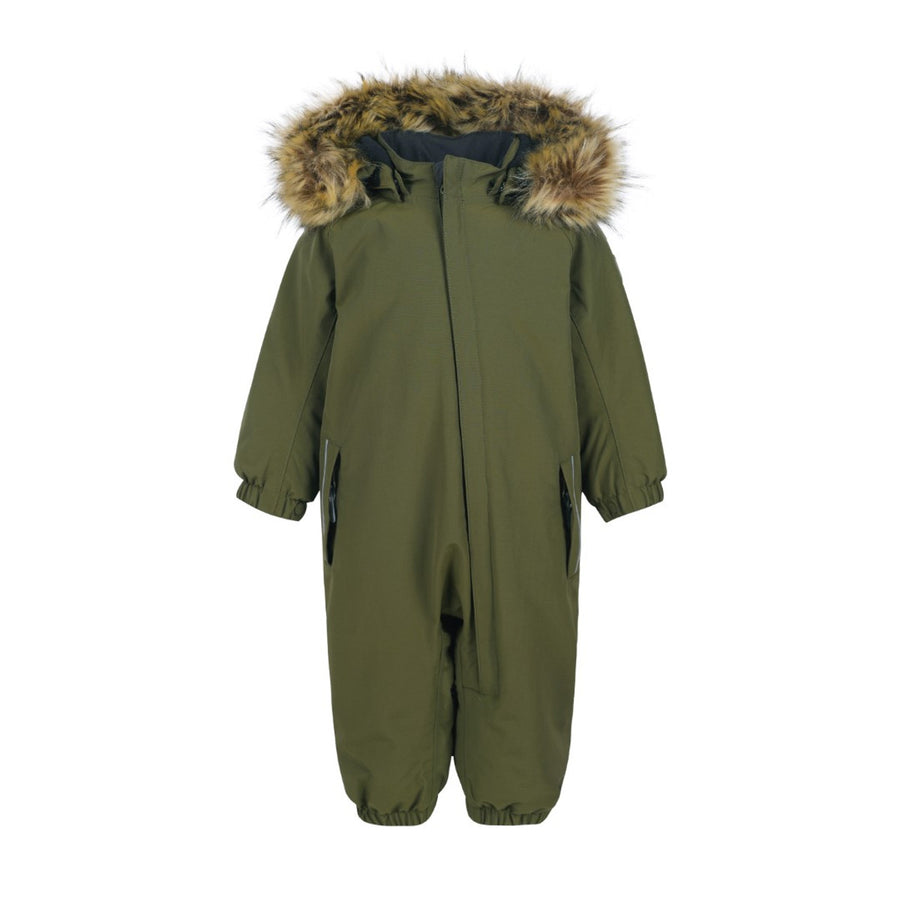 Color Kids | Snowsuit Coverall With Faux Fur - Green Olive