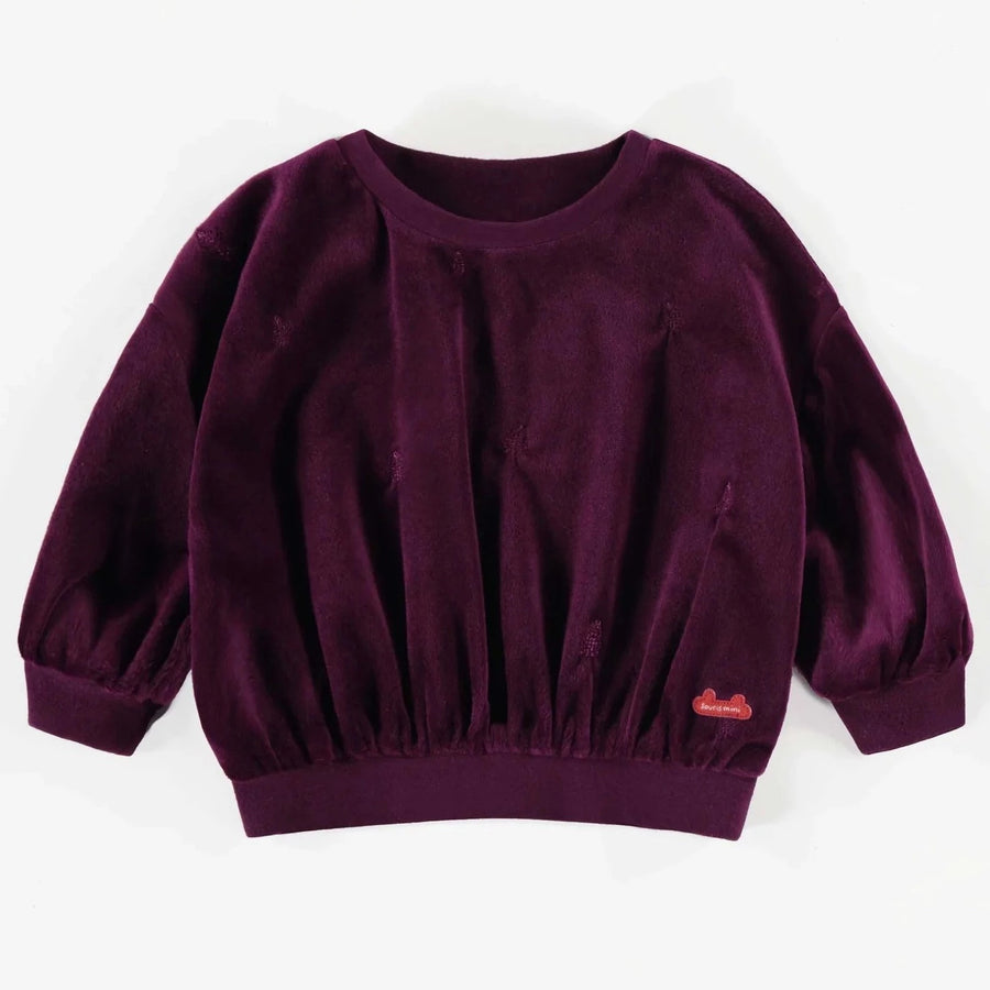 Souris Mini | Dark Plum Velvet High Neck Sweater