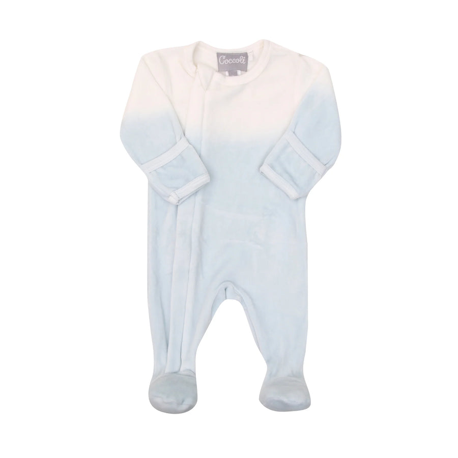 Coccoli | Velour Footie Sleeper - Dip Dye Light Blue