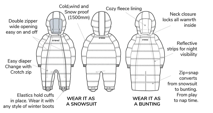 Stonz | Snow Suit & Bunting Bag - Heather Grey